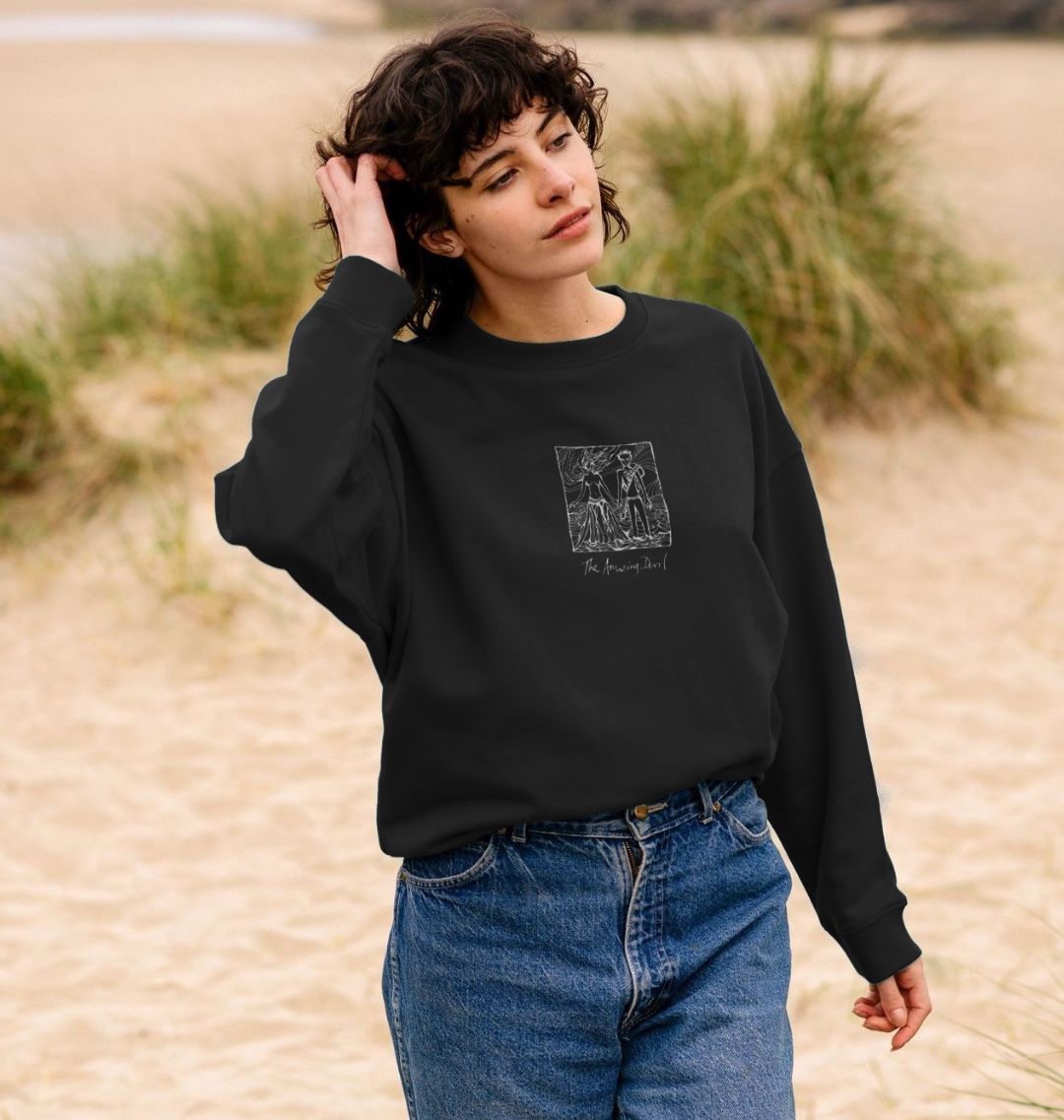 Ink drawing on oversized jumper