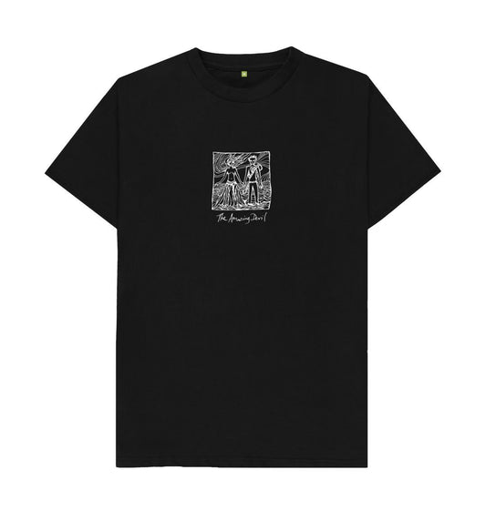 Black Ink drawing on black regular t-shirt