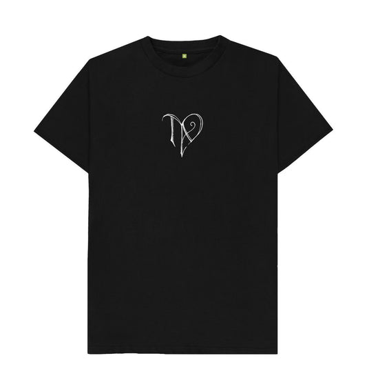Black TAD logo on black regular t-shirt