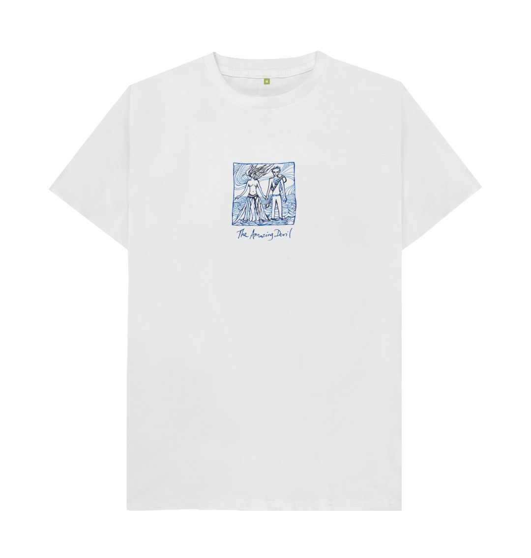 White Ink drawing on white regular t-shirt