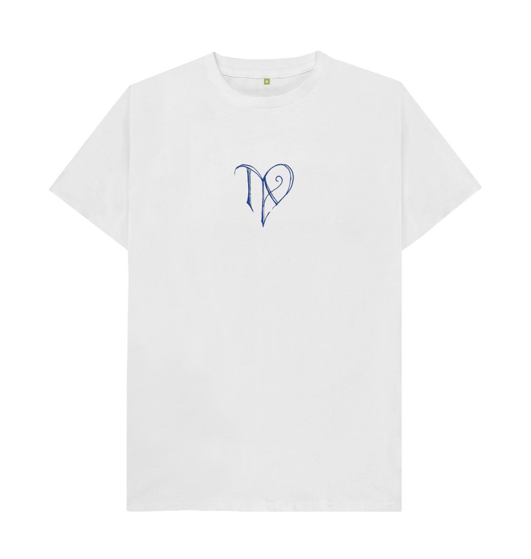 White TAD logo on white regular t-shirt