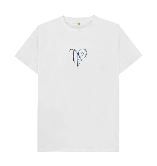 White TAD logo on white regular t-shirt