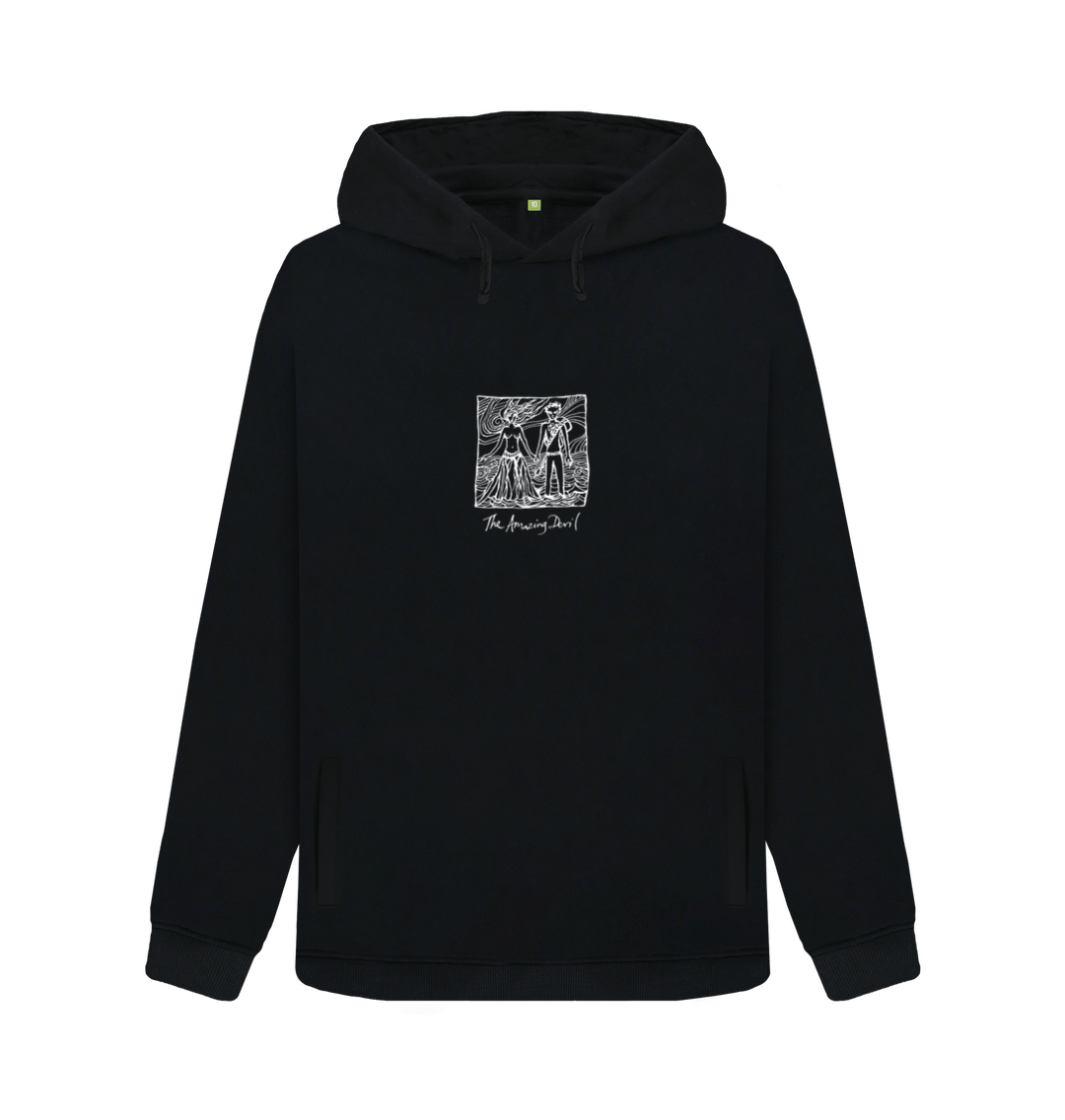 Black Ink drawing on women\u2019s hoodie