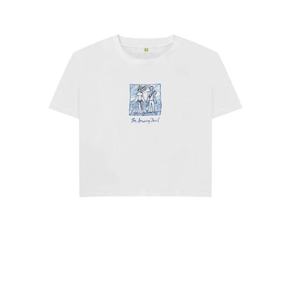 White Ink drawing on white boxy t-shirt