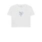 White TAD logo on white boxy t-shirt