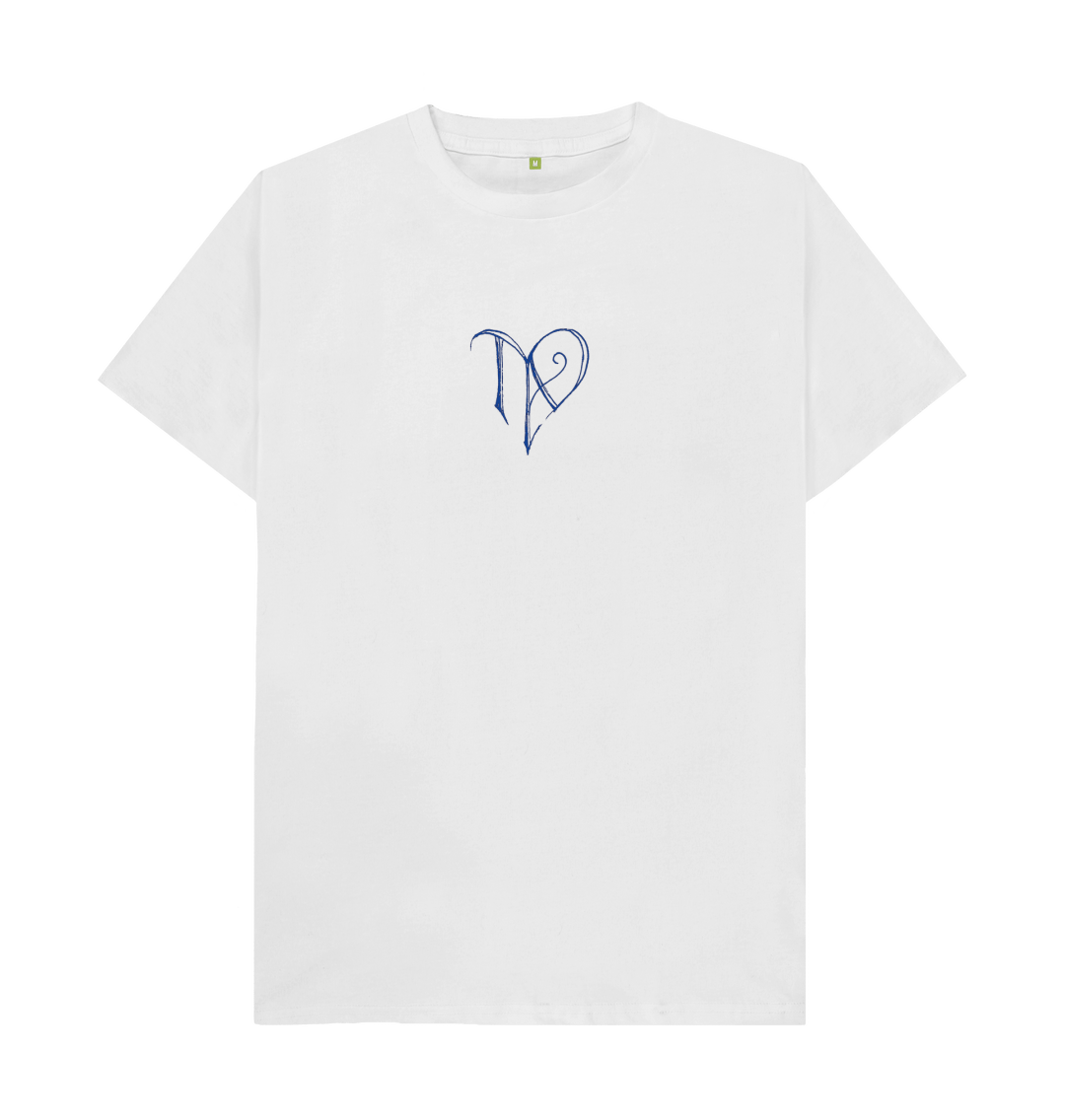 White TAD logo on white regular t-shirt