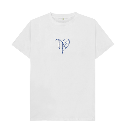 White TAD logo on white regular t-shirt