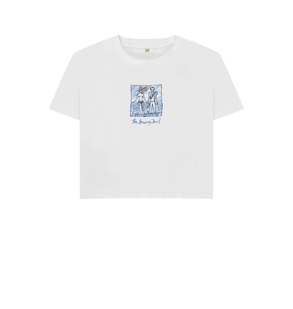 White Ink drawing on white boxy t-shirt