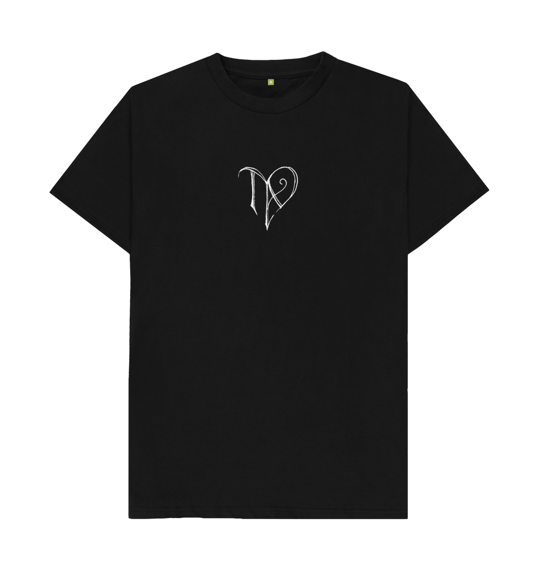 Black TAD logo on black regular t-shirt