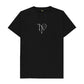 Black TAD logo on black regular t-shirt