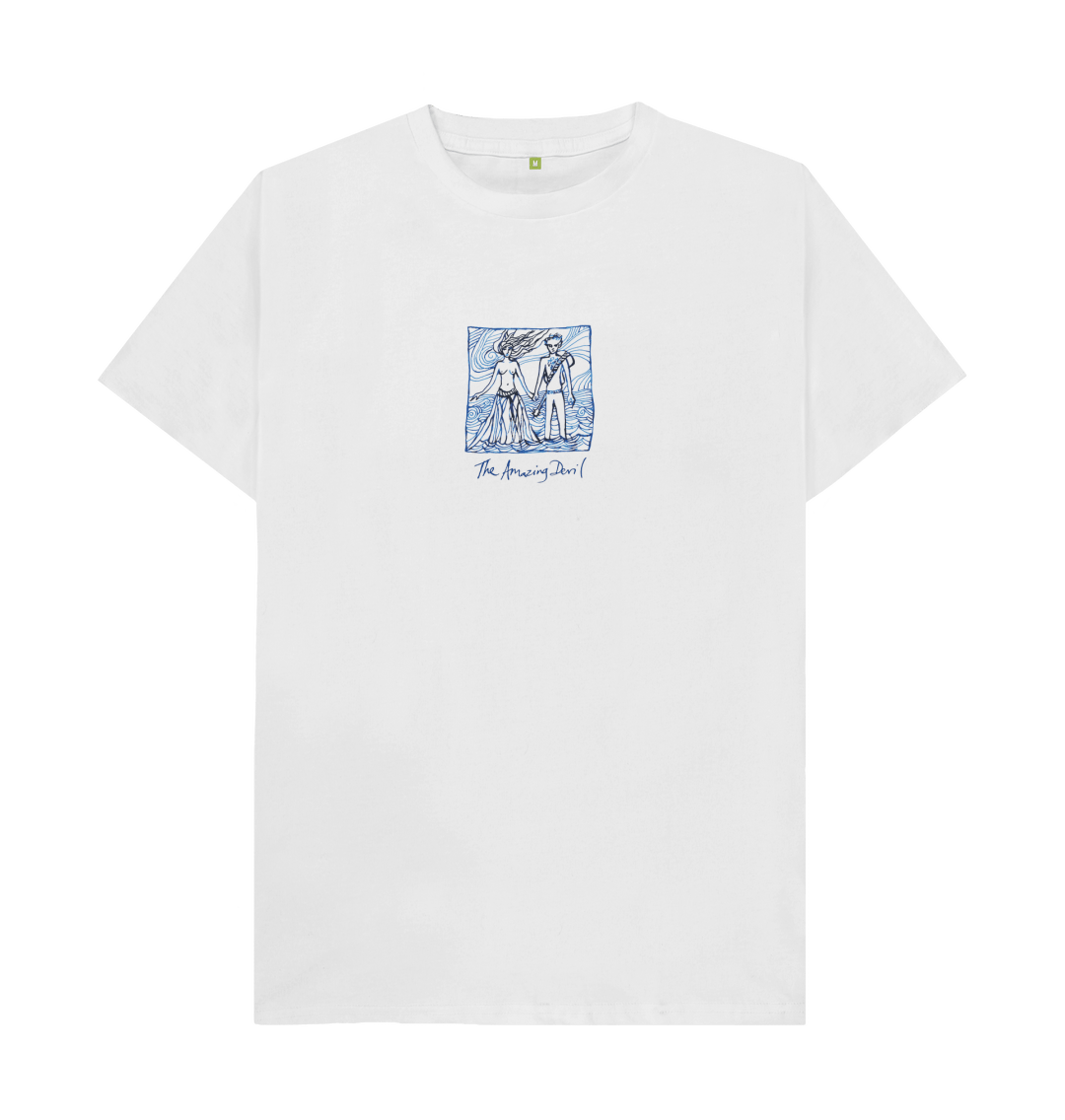 White Ink drawing on white regular t-shirt