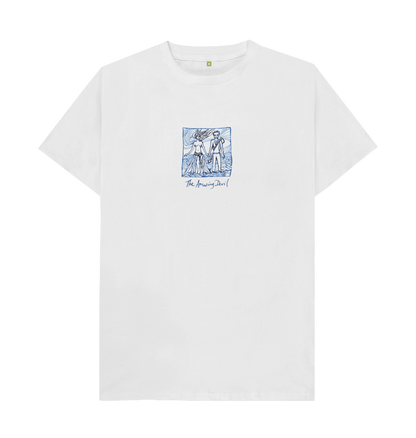 White Ink drawing on white regular t-shirt