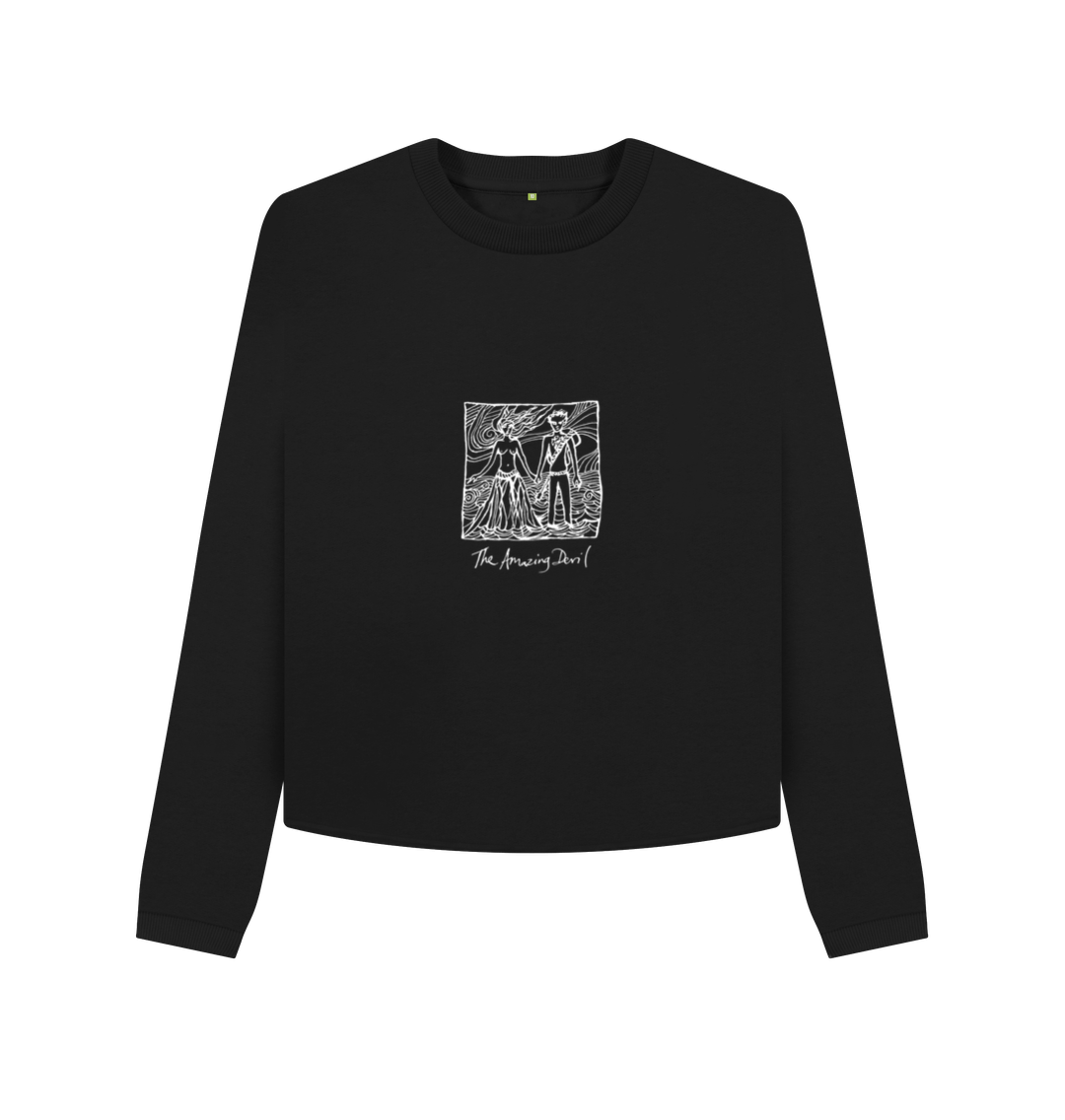 Black Printed Boxy Jumpers Front