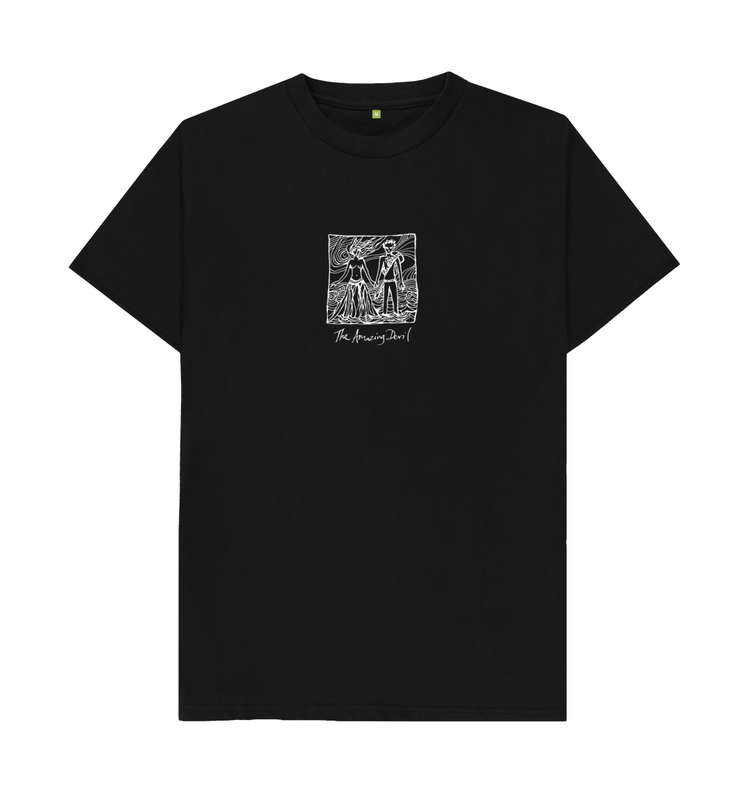 Black Ink drawing on black regular t-shirt