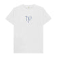 White TAD logo on white regular t-shirt