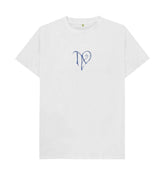 White TAD logo on white regular t-shirt